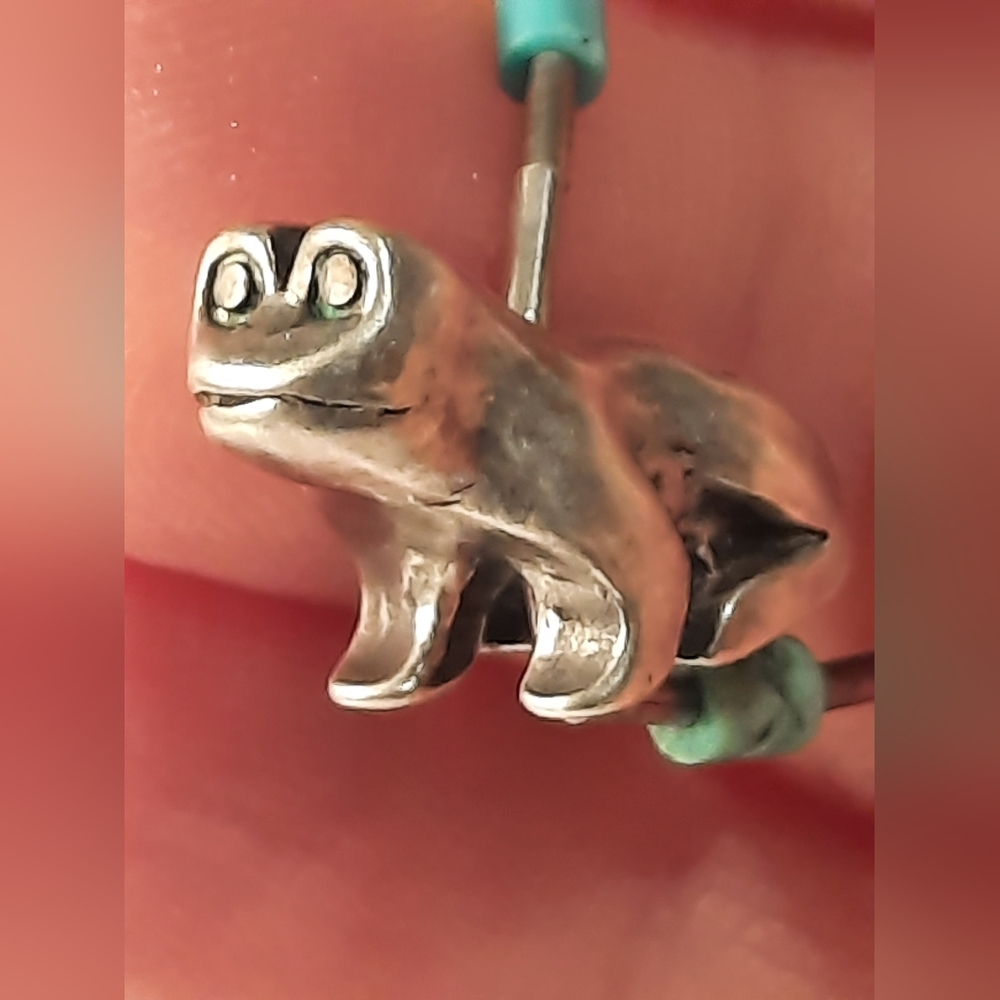 Sterling Silver  Frog On Liquid Silver Chain Native Jewelery